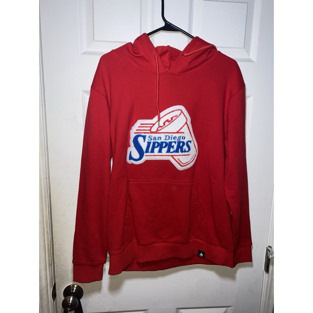 San Diego Sippers Hoodie Embroidered Yarn Cotton Red Medium